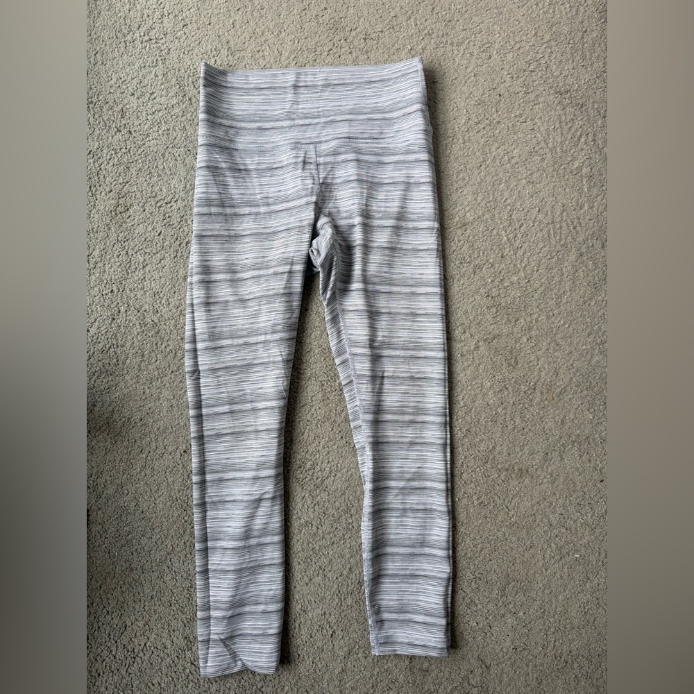 Lululemon White/Gray Striped Leggings